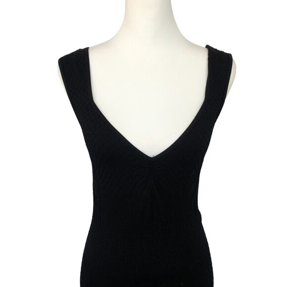 Intimately Free People Black Mesh Bodycon Mini Dress V-Neck Stretch‎ Sz M/L - Picture 2 of 9